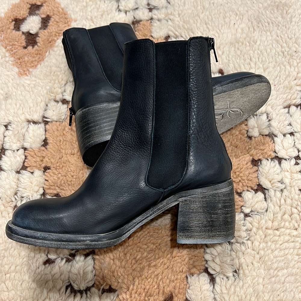 Free People Black Leather Ankle Boots
